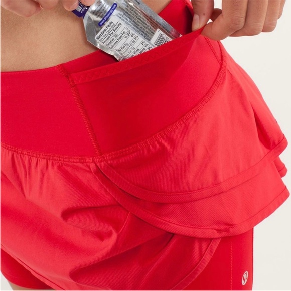Lululemon Skort Run Speed Squad Skirt Shorts Red Zipper pocket Sz 4 - Picture 13 of 14